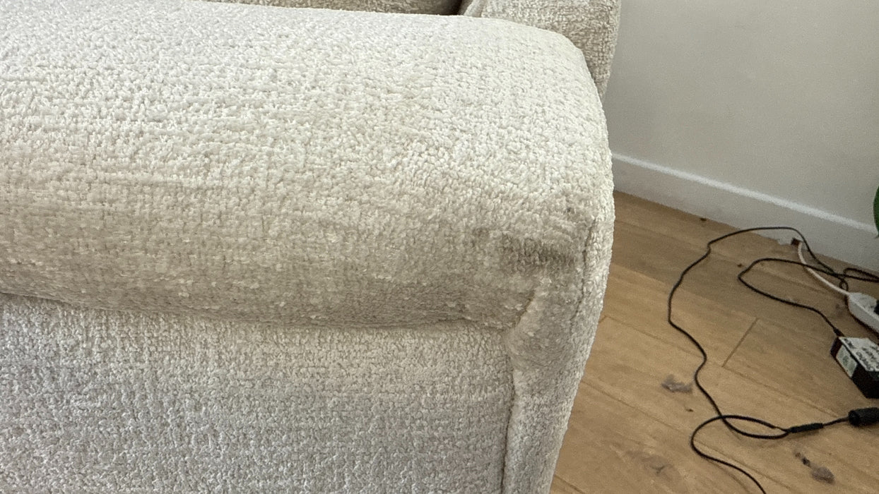 Sofology The Westwood Fabric Loveseat Gold Trim in Teddy Chenille Mist