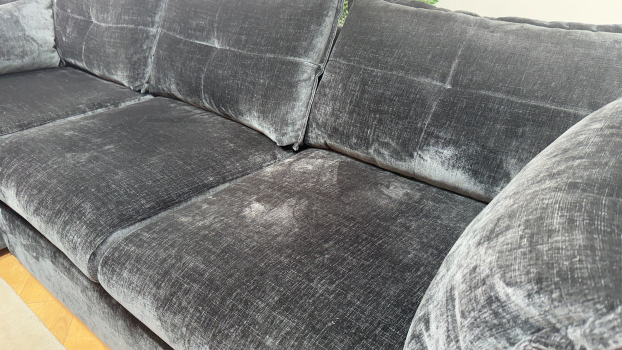 Sofology Portobello Fabric Chaise 3 Seater Foam Seats Storage in Luxury Chenille Anthracite