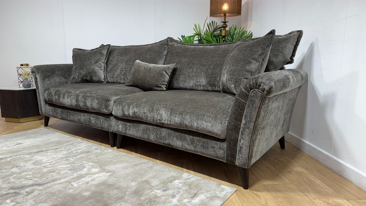 Sofology Beaumont Fabric 4 Seater Split Feather Flex Seats in Luxury Chenille Truffle