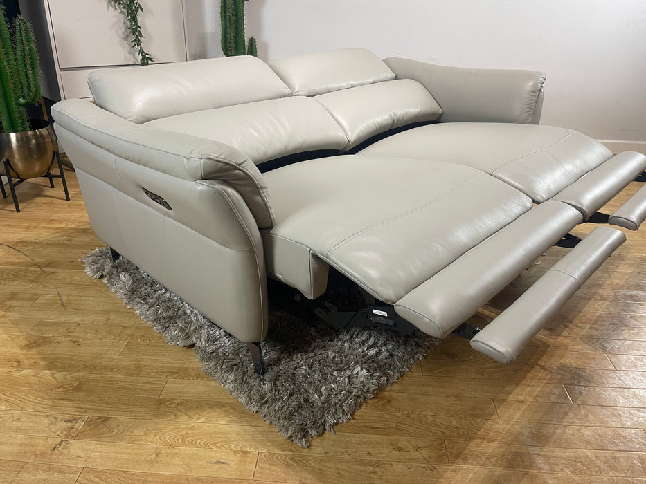 Missouri 2.5 Seater Leather Sofa Trusty Sheen Leather Lead Grey Power Recliner Power Headrest (WA2)