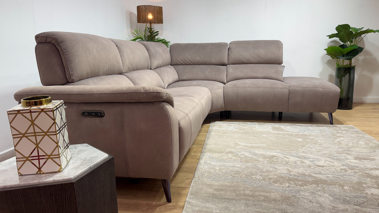 Sofology Bailey 3 Chaise Corner 3 Power Recliner In Lifestyle Flecked Fabric Nutmeg