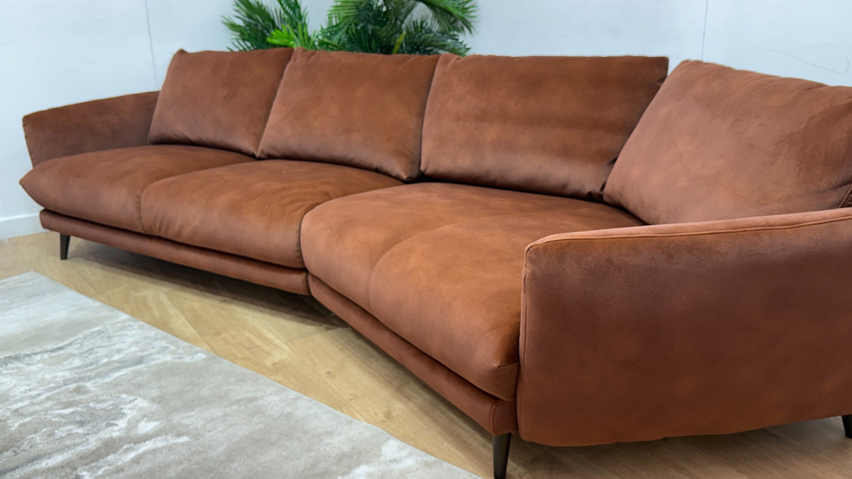 Sofology Adler Fabric 4 Seater Asymmetric in Lifestyle Mottled Rust