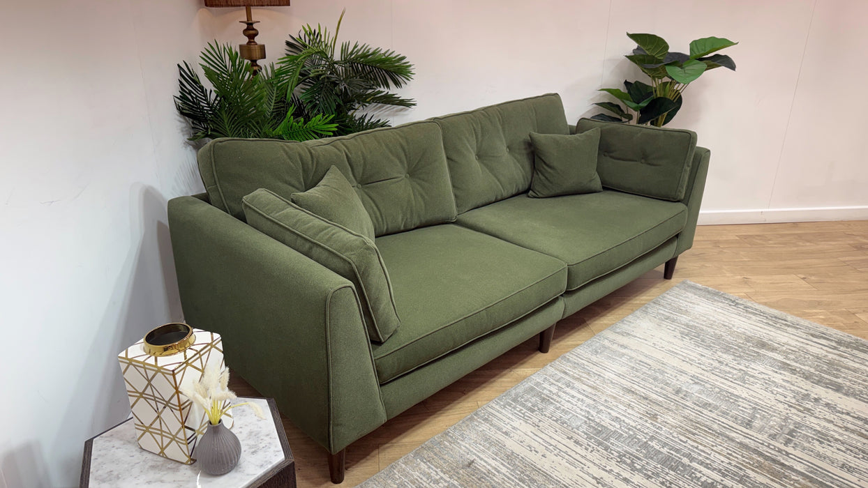 Sofology Cricket Fabric 4 Seater Split in Lifestyle Smooth Fabric Moss