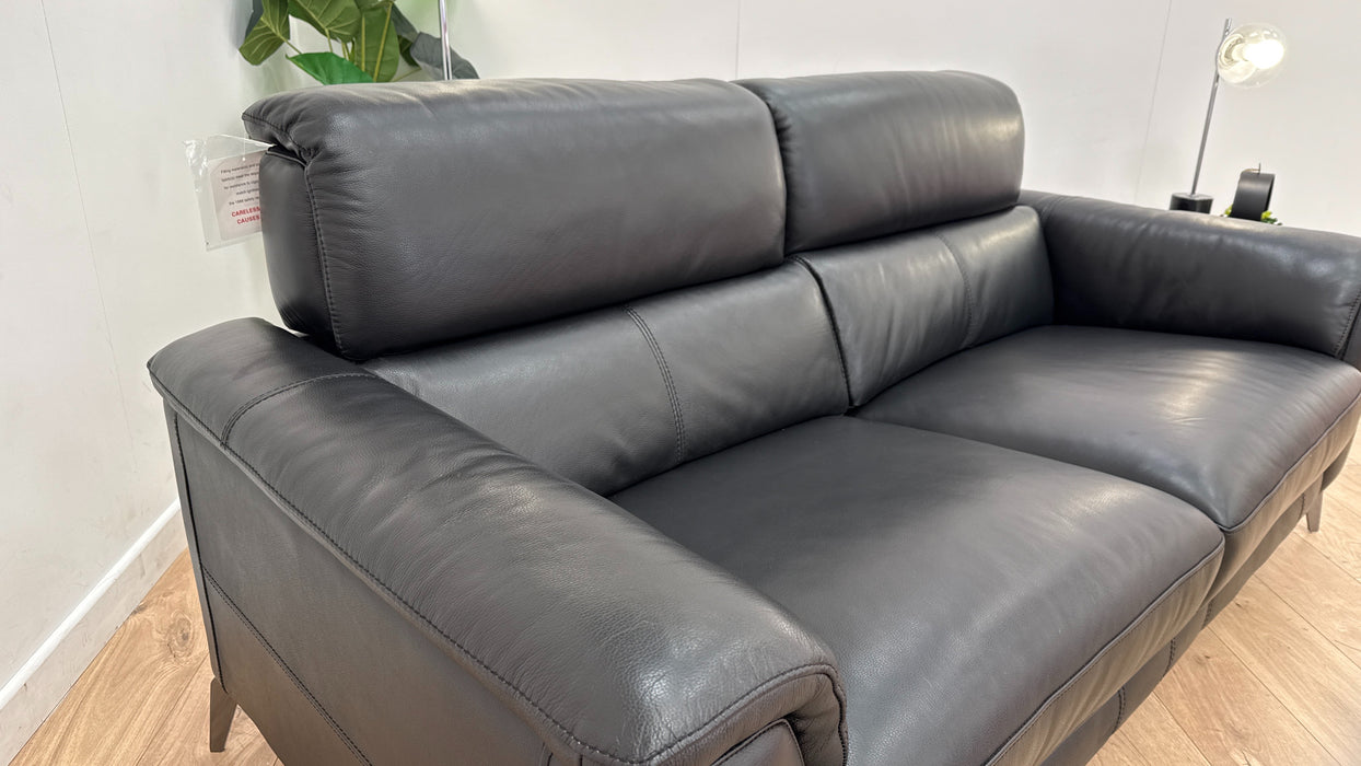 Sofology The Illinois Leather 3 Seater in Le Mans Black