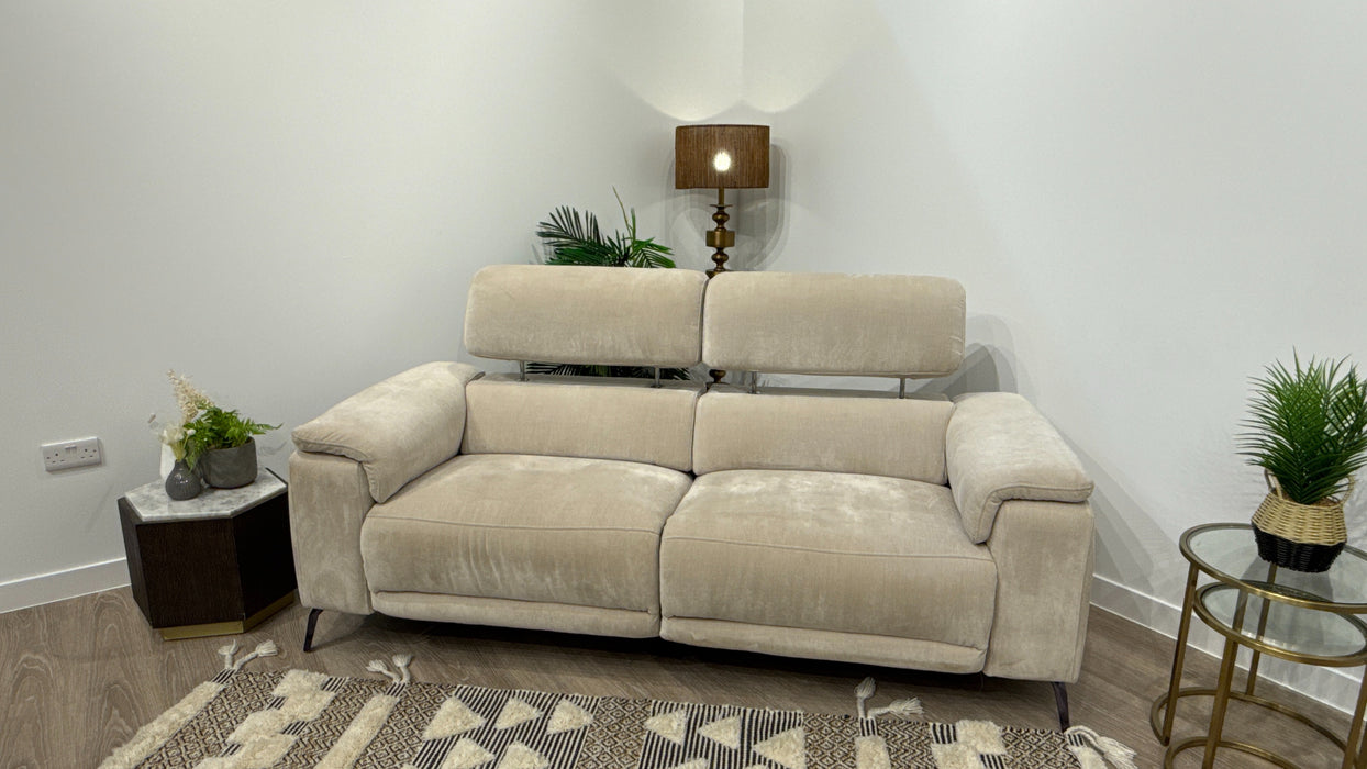 Sofology Fratelli Fabric 2.5 Seater Power Recliner/Headrest in Relaxed Chenille Cotton
