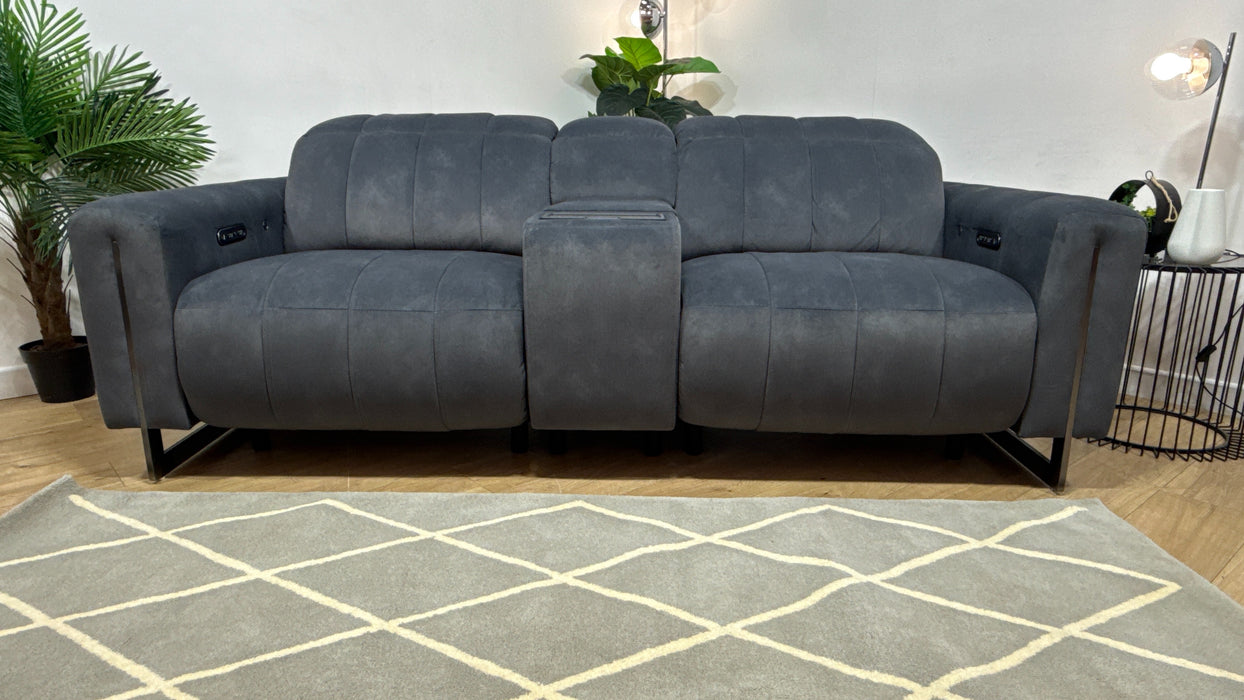 Sofology Paramount Fabric 2.5 Seater Console Power Recliner/Headrest Heated Seats Speakers in Lifestyle Flecked Charcoal