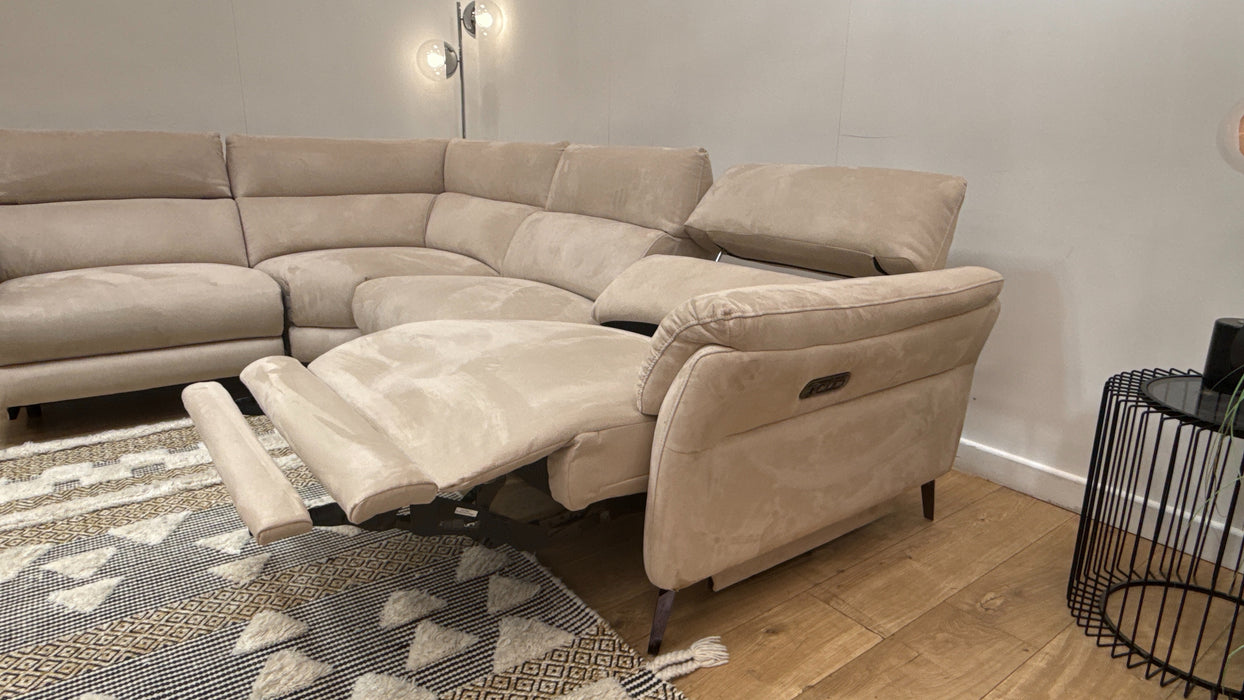 Sofology Missouri Fabric 1 Corner 3 Power Recliner/Headrest in Lifestyle Plush Mink