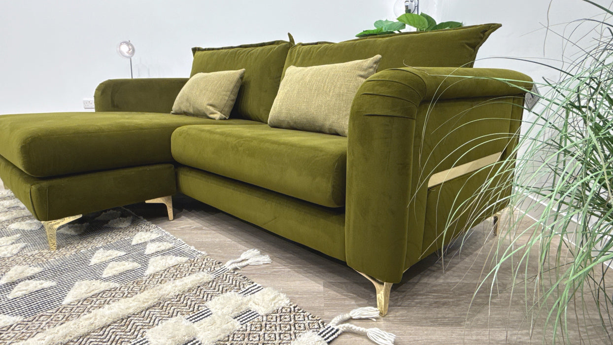 Sofology Eastwood Grande Chaise Fabric Sofa in Moss Velvet