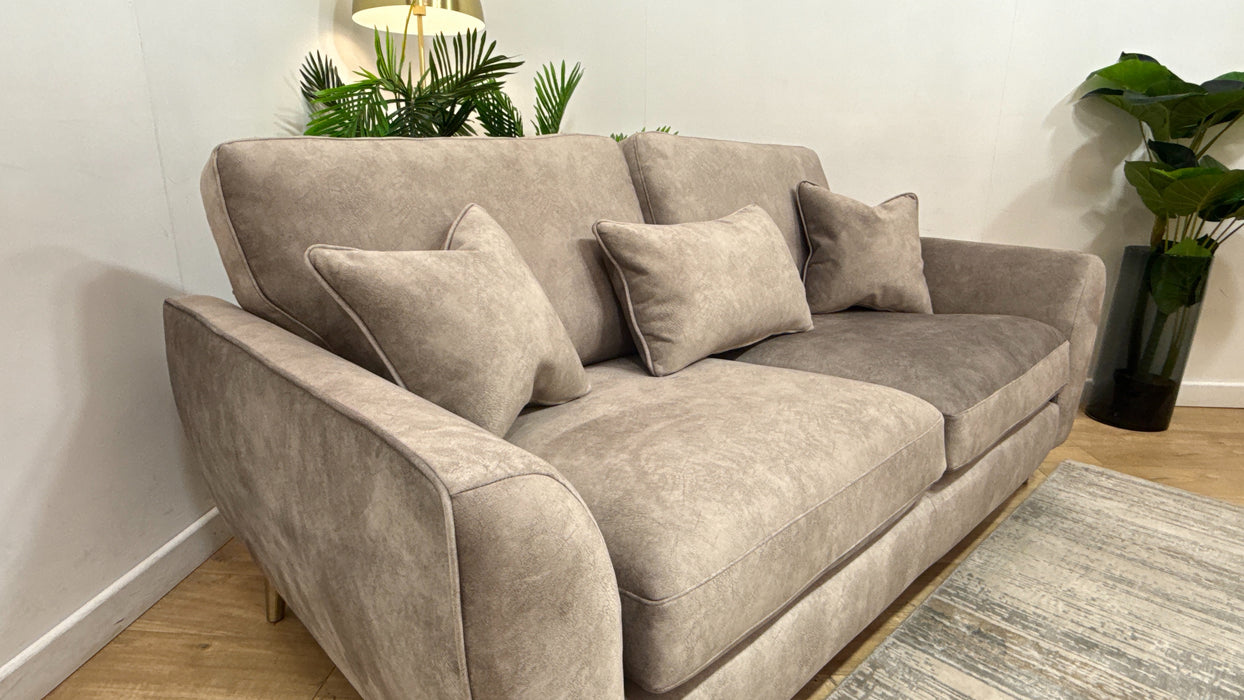 Sofology Hackney Fabric 3 Seater Sprung Seats in Lifestyle Dapple Fabric Stone