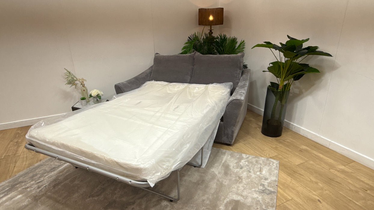 Sofology Holkham Fabric 2 Seater Sofa Bed Zoned Memory Foam Mattress in Fine Textured Chenille Steel Mix