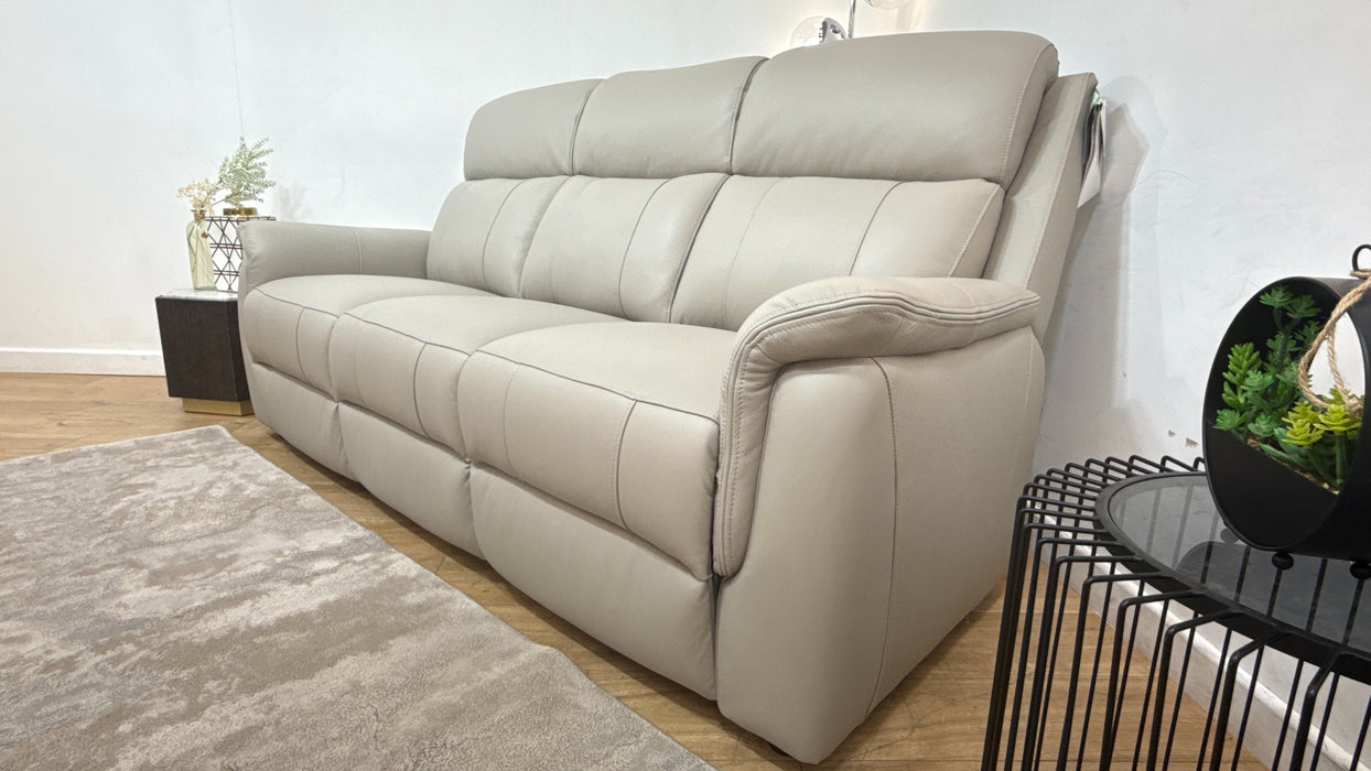 Sofology Bradie Leather 3 Seater in Trusty Embossed Light Grey