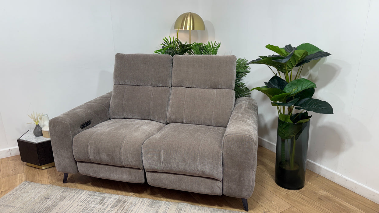 Sofology Allure Fabric 2 Seater Power Recliner/Headrest in Relaxed Chenille Nutmeg