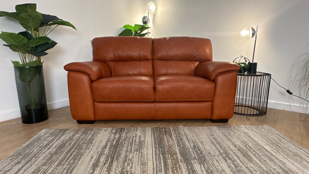 Sofology Santina Leather 2 Seater in Relaxed Soft Amber