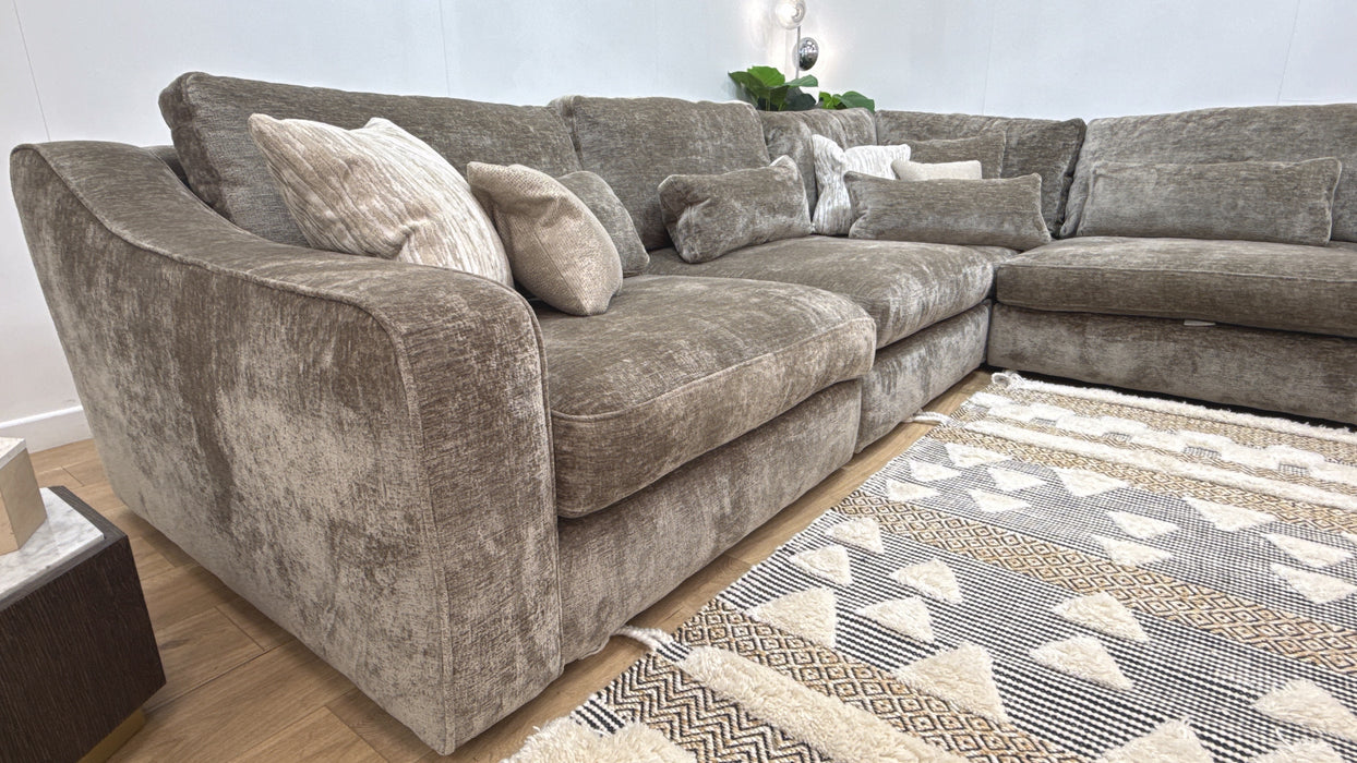 Sofology Bellagio Fabric 3 Corner 3 Reversible Feather Flex Seats in Chunky Luxe Chenille Fennel Mix