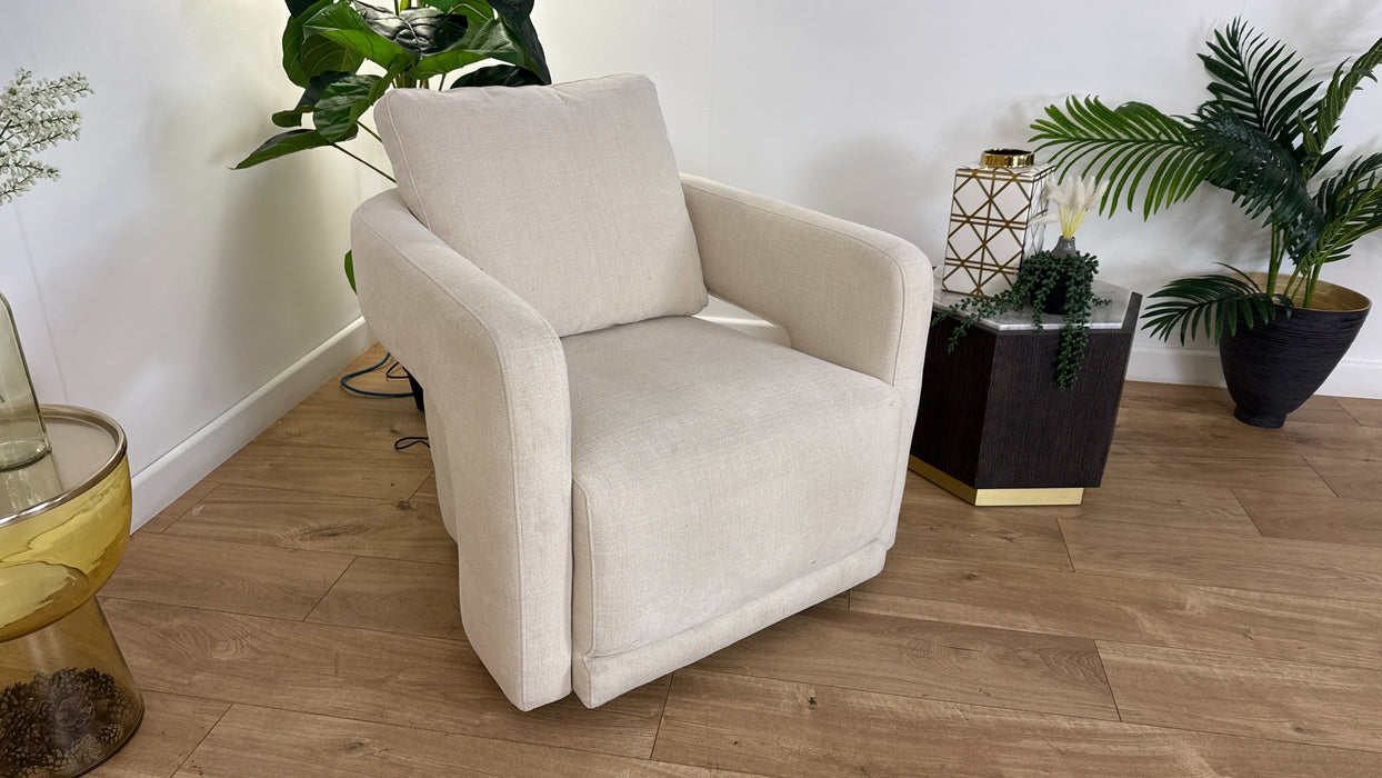Sofology The Retreat Fabric Swivel Chair in Casual Chenille Ivory