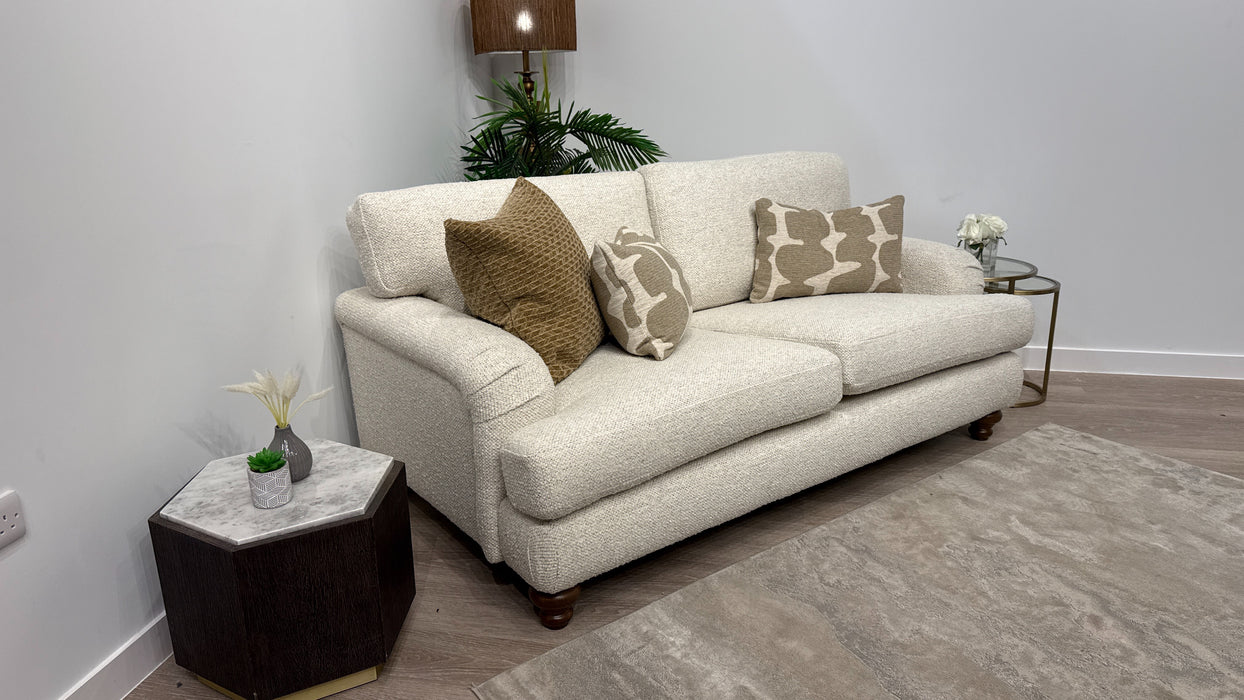 Sofology Hampton Fabric 2 Seater in Chunky Knit Chenille Natural/Burnt Sienna Mix
