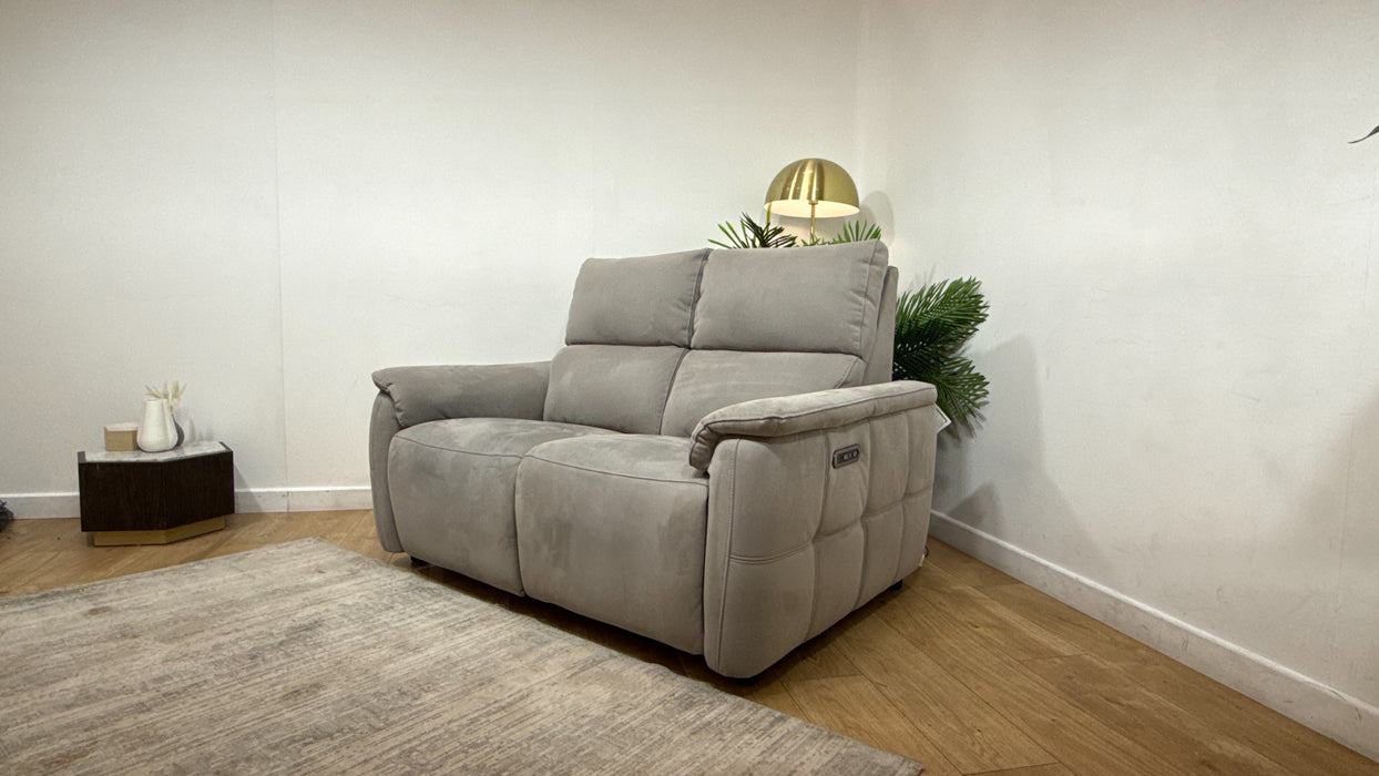 Sofology Ripley Fabric 2 Seater Power Recliner/Headrest in Lifestyle Nubuck Feel Light Grey