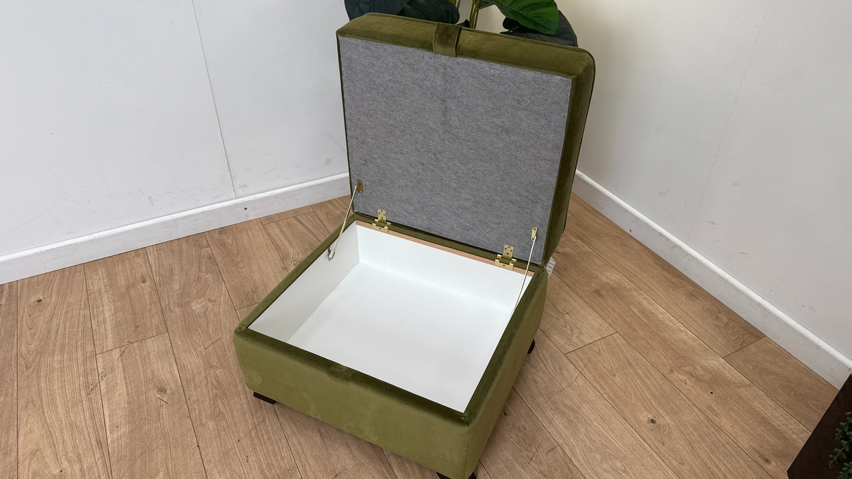 DFS The Jardim Fabric Footstool in Velvet Olive