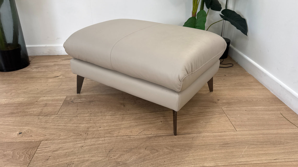 Sofology Adler Leather Designer Footstool in Trusty Matt Stone