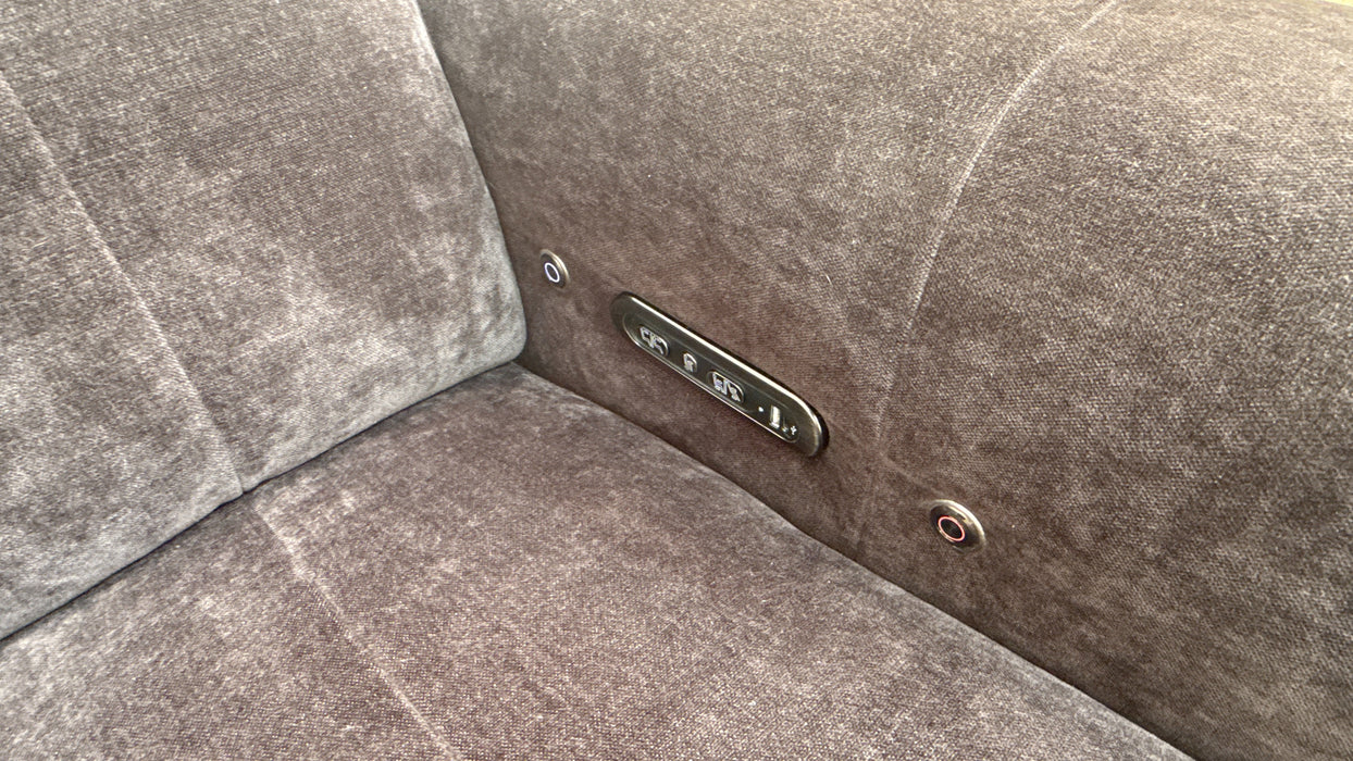 Sofology Lumiere Fabric 3 Corner 1.5 Power Recliner/Headrest Heated Seats in Relaxed Chenille Raisin