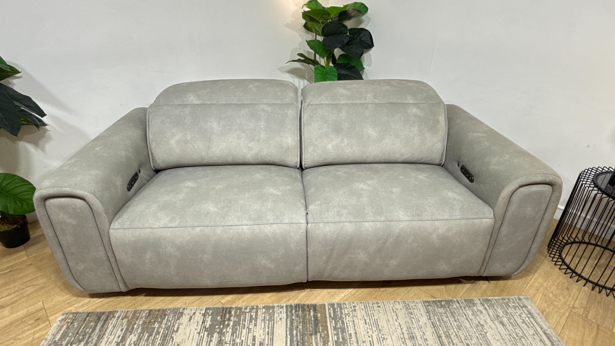 Sofology Premiere Fabric 2.5 Seater Power Recliner/Headrest Heated Seats in Lifestyle Flecked Stone