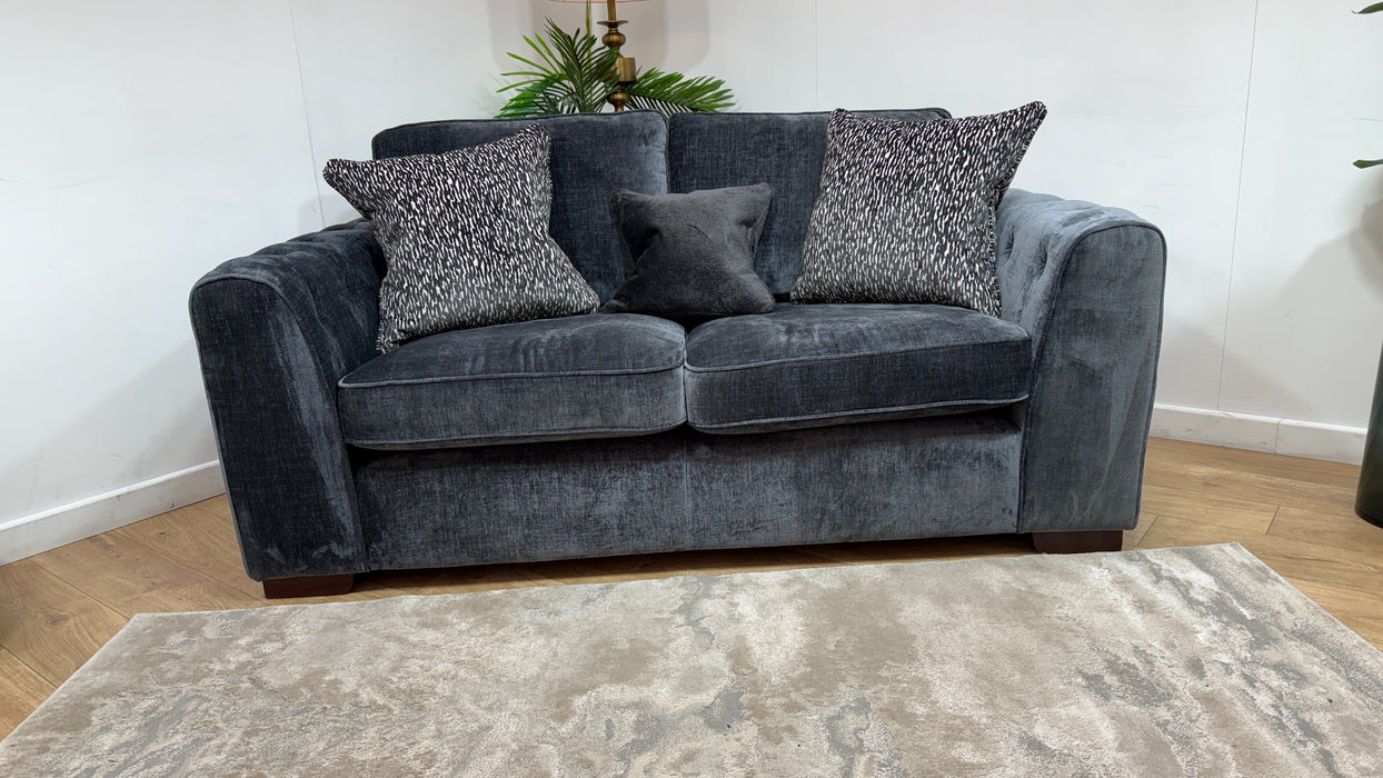Sofology Valentina Fabric 2 Seater Full Back Foam Seats in Luxury Chenille Charcoal Mix