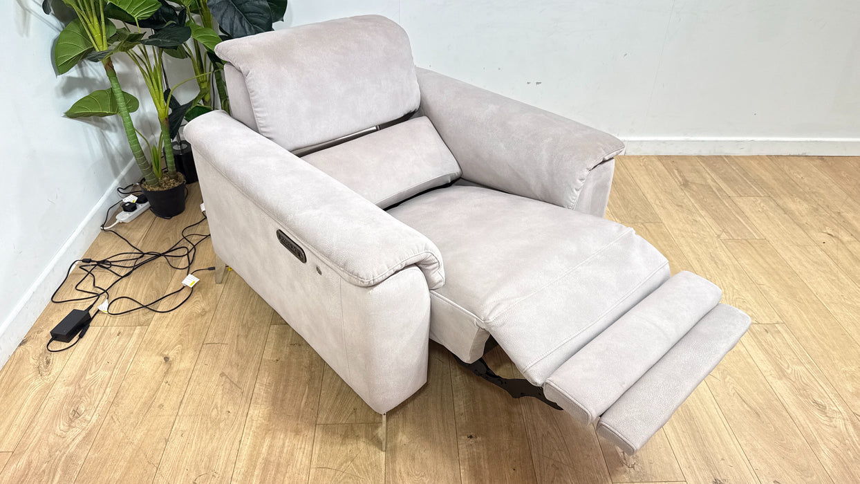 Sofology Illinois Fabric Chair Power Recliner/Headrest Heated Seat in Lifestyle Mottled Marble