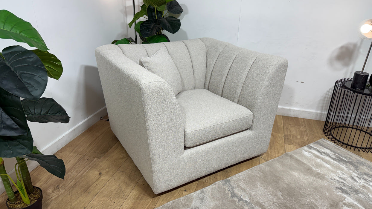 Sofology Downtown Fabric Swivel Chair in Boucle Linen