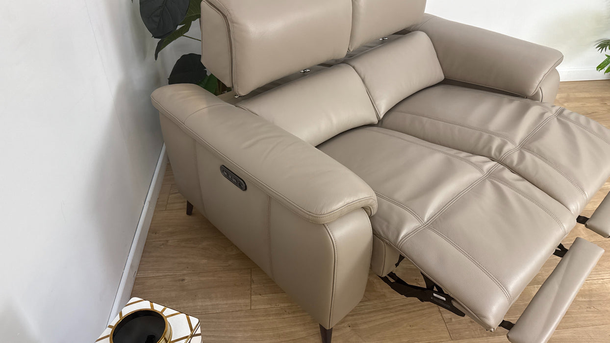 Sofology Bailey Recliner 2 Seater in Trusty Embossed Leather Stone