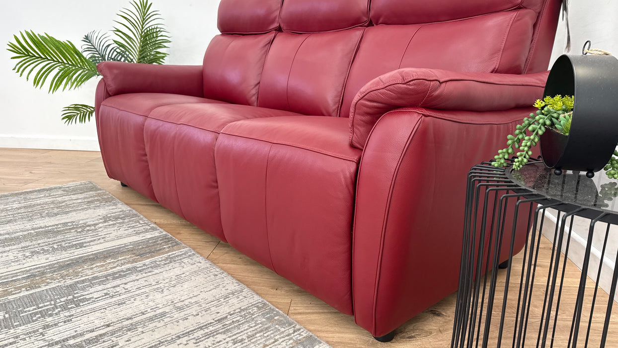 Sofology Parker Leather 3 Seater in Trusty Sheen Cranberry