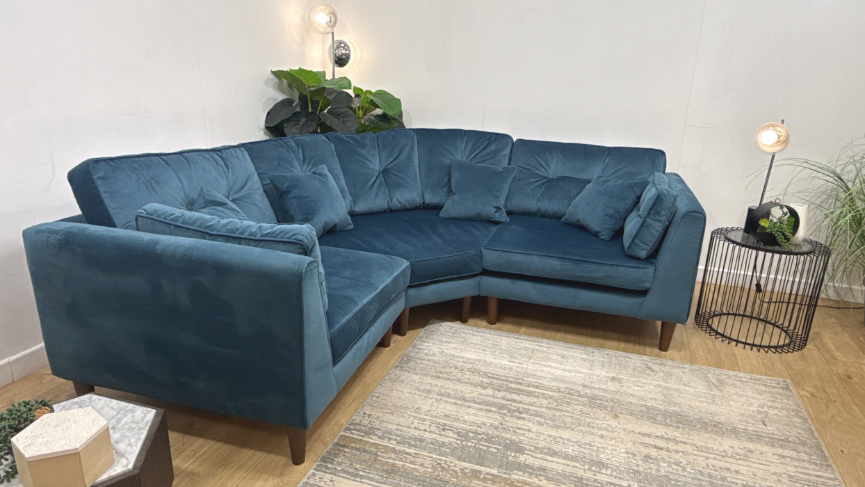 Sofology Cricket Fabric 1 Corner 1 in Teal Velvet
