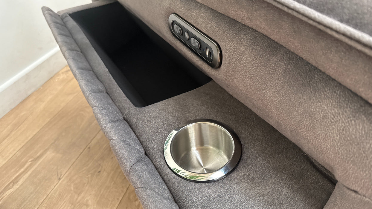 Sofology Benz Fabric 3 Seater Power Recliner/Headrest in Lifestyle Flecked Mocha