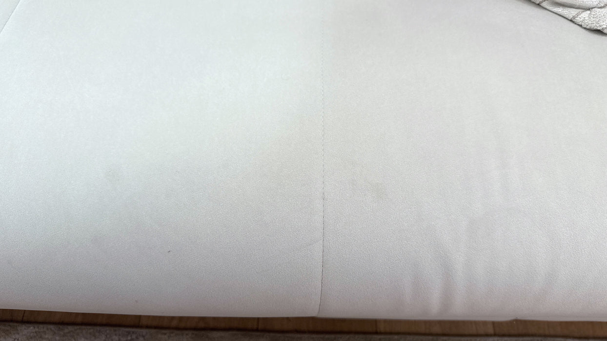 Sofology Oscar Fabric 1 Corner 3 Gold Trim in Super Matt Velvet Ecru Mix