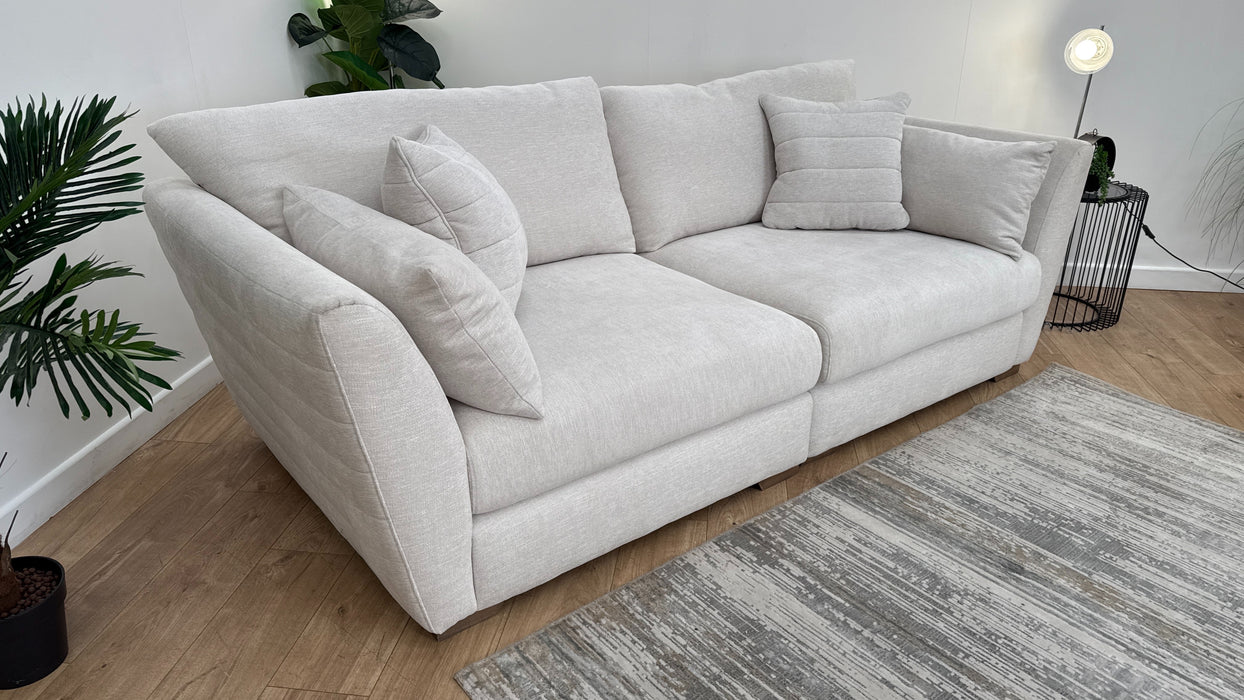Sofology Calista Fabric 4 Seater Split Full Back Fluting in Linen Look Chenille Mist