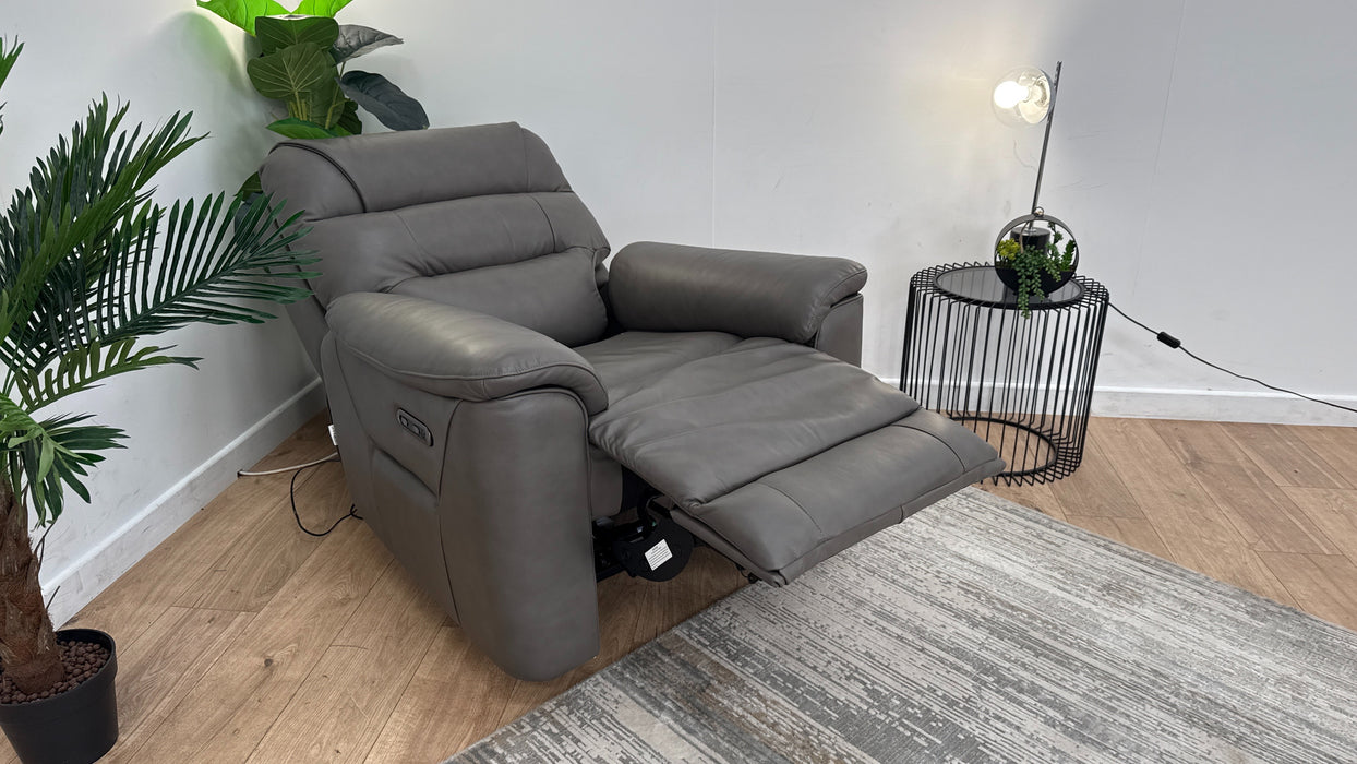 Sofology The Cleveland Recliner Chair in Trusty Embossed Leather Grey