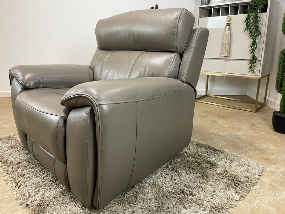 Radley Leather Chair Taupe - Power Recliner Power Headrest (WA2)