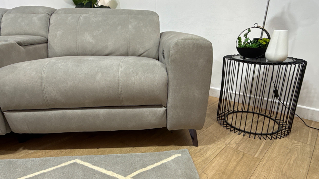 Sofology Allure Fabric 2.5 Seater Screen Console Power Recliner/Headrest Heated Seats Lumbar Speakers in Lifestyle Flecked Stone