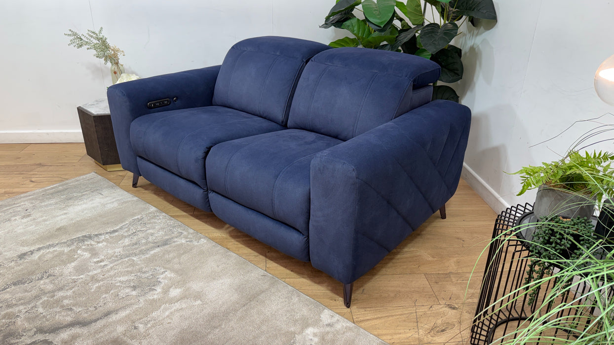 Sofology Allure Fabric 2 Seater Power Recliner/Headrest Heated Seats in Lifestyle Flecked Navy