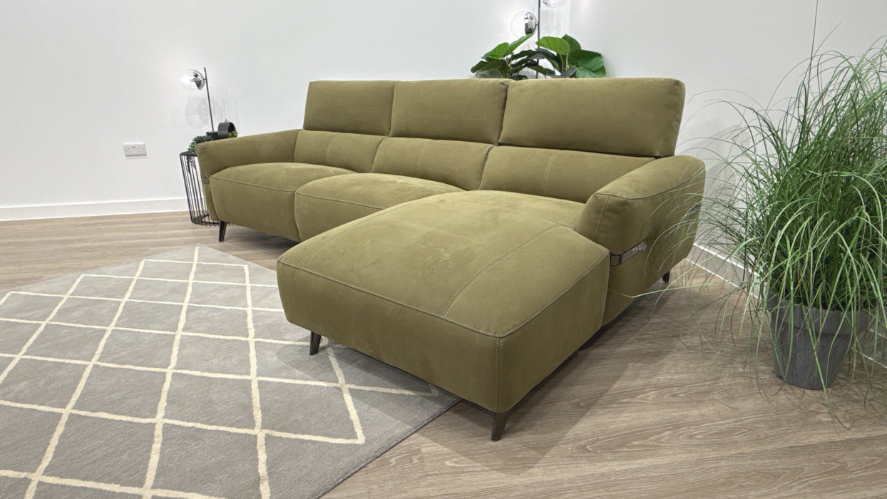 Sofology Arlington Fabric 3 Seater Chaise in Lifestyle Nubuck Feel Olive