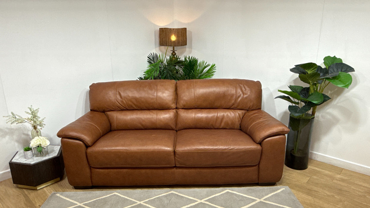 Sofology Santina Leather 3 Seater in Relaxed Soft Tan