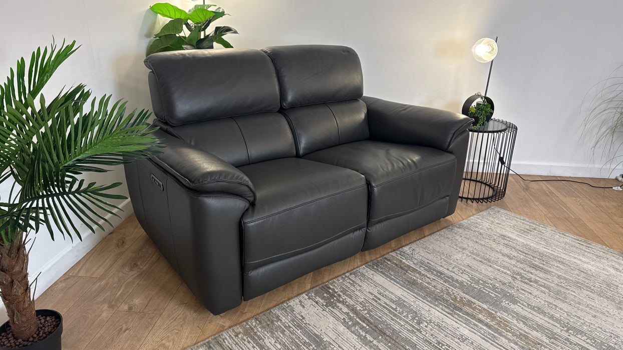 Sofology The Hugo 2 Seater Recliner in Trusty Embossed Leather Charcoal