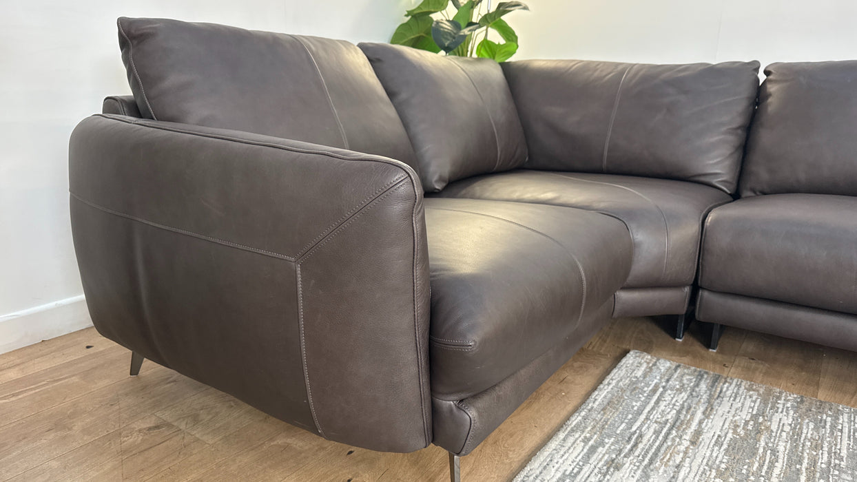 Sofology The Adler Leather 1 Corner 2 in Relaxed Soft Black Coffee