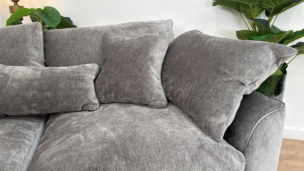 Sofology Georgio Fabric 3 Seater Feather Flex Seats in Luxury Deep Pile Chenille Grey Mix
