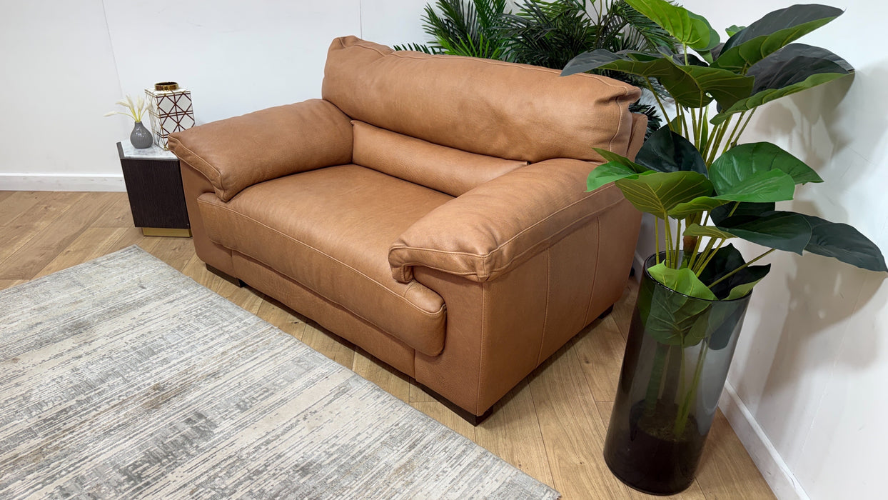 Sofology Santino Leather Loveseat in Apollo Tan