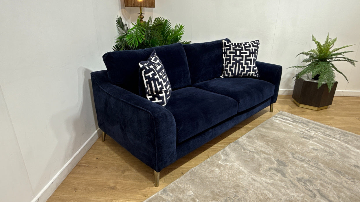 Sofology Mayfair Fabric 3 Seater Foam Seats in Soft Chenille Navy/Navy Mix