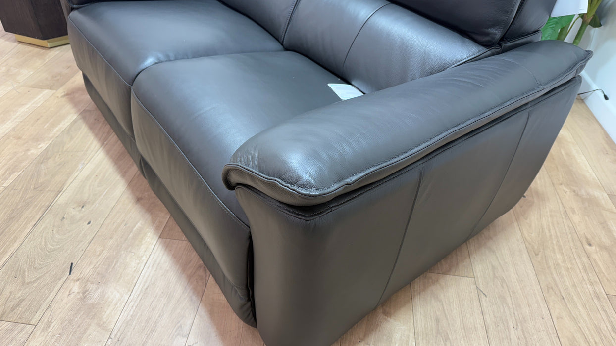 Sofology Hugo Leather 2 Seater in Trusty Embossed Charcoal