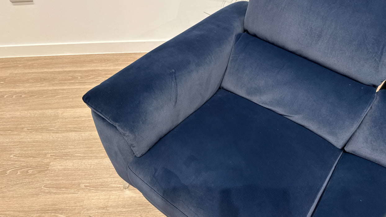 Sofology Illinois Fabric 3 Seater Power Recliner/Headrest in Lifestyle Mottled Navy Blue