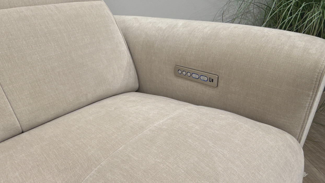 Sofology Riviera 2.5 Power Recliner Fabric Sofa in Chenille Cotton