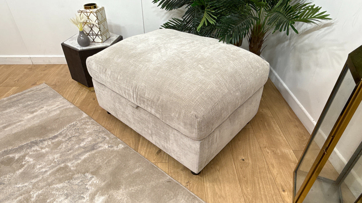 Sofology Moderna Fabric Storage Footstool Extra Flex Interior in Soft Slub Chenille Silver