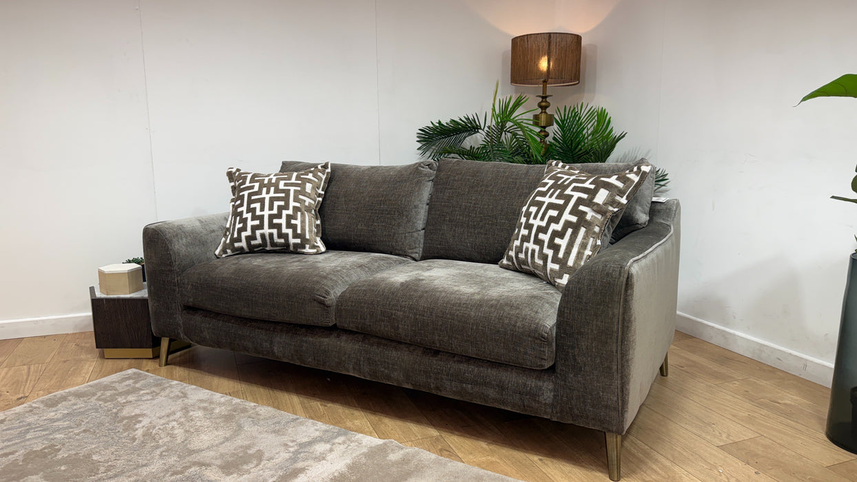 Sofology Mayfair Fabric 3 Seater Foam Seats in Luxury Chenille Truffle/Gold Mix